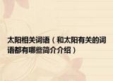 太阳相关词语（和太阳有关的词语都有哪些简介介绍）