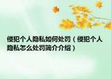 侵犯个人隐私如何处罚（侵犯个人隐私怎么处罚简介介绍）