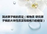 简述原子核的质量（核物质 研究原子核的大块性质及检验核力的模型）