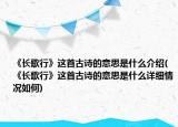 《长歌行》这首古诗的意思是什么介绍(《长歌行》这首古诗的意思是什么详细情况如何)