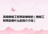 高级数据工程师是做啥的（数据工程师是做什么的简介介绍）
