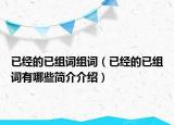 已经的已组词组词（已经的已组词有哪些简介介绍）