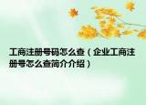 工商注册号码怎么查（企业工商注册号怎么查简介介绍）