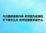 今日最新更新内容 房贷因为征信批不下来怎么办 房贷征信要求是什么