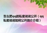 怎么把qq的私密说说公开（qq私密说说如何公开简介介绍）