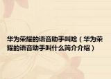 华为荣耀的语音助手叫啥（华为荣耀的语音助手叫什么简介介绍）