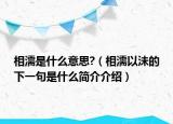 相濡是什么意思?（相濡以沬的下一句是什么简介介绍）