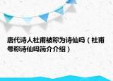 唐代诗人杜甫被称为诗仙吗（杜甫号称诗仙吗简介介绍）