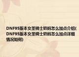 DNF95版本女圣骑士奶妈怎么加点介绍(DNF95版本女圣骑士奶妈怎么加点详细情况如何)