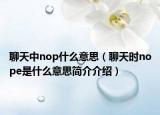 聊天中nop什么意思（聊天时nope是什么意思简介介绍）