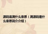 源码追溯什么意思（溯源码是什么意思简介介绍）