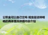 公积金可以自己交吗 规定是这样明确的具体情况详细内容介绍