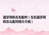 蓝牙耳机左右配对（左右蓝牙耳机怎么配对简介介绍）