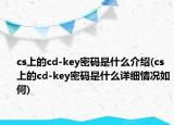 cs上的cd-key密码是什么介绍(cs上的cd-key密码是什么详细情况如何)