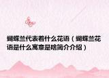 蝴蝶兰代表着什么花语（蝴蝶兰花语是什么寓意是啥简介介绍）