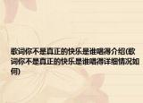 歌词你不是真正的快乐是谁唱得介绍(歌词你不是真正的快乐是谁唱得详细情况如何)