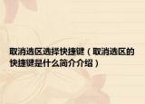 取消选区选择快捷键（取消选区的快捷键是什么简介介绍）