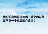 除夕的意思是过年吗（除夕和过年是不是一个意思简介介绍）