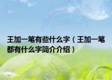 王加一笔有些什么字（王加一笔都有什么字简介介绍）