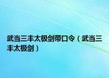 武当三丰太极剑带口令（武当三丰太极剑）