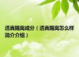透真隔离成分（透真隔离怎么样简介介绍）