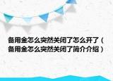 备用金怎么突然关闭了怎么开了（备用金怎么突然关闭了简介介绍）