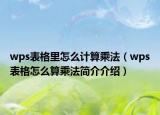 wps表格里怎么计算乘法（wps表格怎么算乘法简介介绍）
