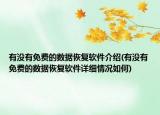 有没有免费的数据恢复软件介绍(有没有免费的数据恢复软件详细情况如何)
