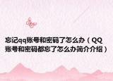 忘记qq账号和密码了怎么办（QQ账号和密码都忘了怎么办简介介绍）