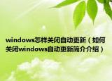 windows怎样关闭自动更新（如何关闭windows自动更新简介介绍）