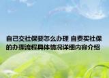 自己交社保要怎么办理 自费买社保的办理流程具体情况详细内容介绍