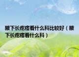 腋下长疙瘩看什么科比较好（腋下长疙瘩看什么科）