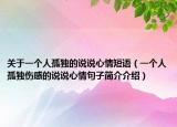 关于一个人孤独的说说心情短语（一个人孤独伤感的说说心情句子简介介绍）