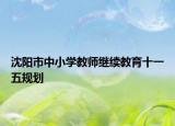 沈阳市中小学教师继续教育十一五规划