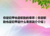 你是铠甲也是软肋的意思（你是软肋也是铠甲是什么意思简介介绍）