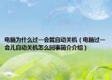 电脑为什么过一会就自动关机（电脑过一会儿自动关机怎么回事简介介绍）