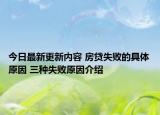 今日最新更新内容 房贷失败的具体原因 三种失败原因介绍