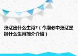 张辽出什么生肖?（今期必中张辽是指什么生肖简介介绍）