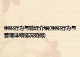 组织行为与管理介绍(组织行为与管理详细情况如何)