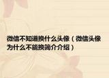 微信不知道换什么头像（微信头像为什么不能换简介介绍）