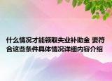 什么情况才能领取失业补助金 要符合这些条件具体情况详细内容介绍