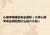 心理学有哪些专业课程（大学心理学专业课程有什么简介介绍）