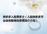 拼多多入驻费多少（入驻拼多多平台会收取哪些费用简介介绍）