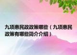 九项惠民政政策哪些（九项惠民政策有哪些简介介绍）