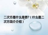 二次方是什么意思?（什么是二次方简介介绍）