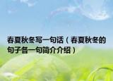 春夏秋冬写一句话（春夏秋冬的句子各一句简介介绍）