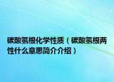 碳酸氢根化学性质（碳酸氢根两性什么意思简介介绍）