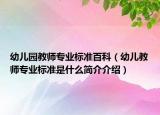 幼儿园教师专业标准百科（幼儿教师专业标准是什么简介介绍）