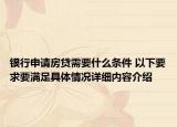 银行申请房贷需要什么条件 以下要求要满足具体情况详细内容介绍