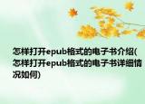 怎样打开epub格式的电子书介绍(怎样打开epub格式的电子书详细情况如何)